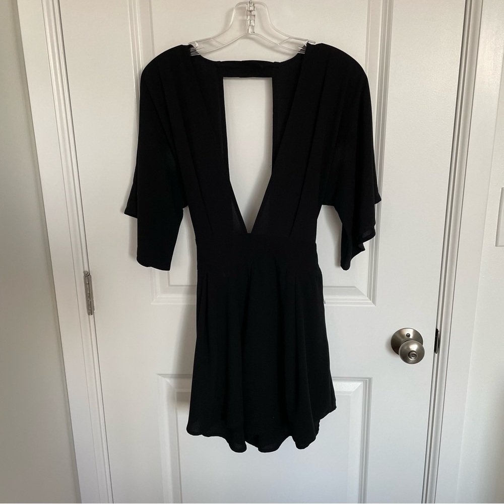 Deep V Black Romper